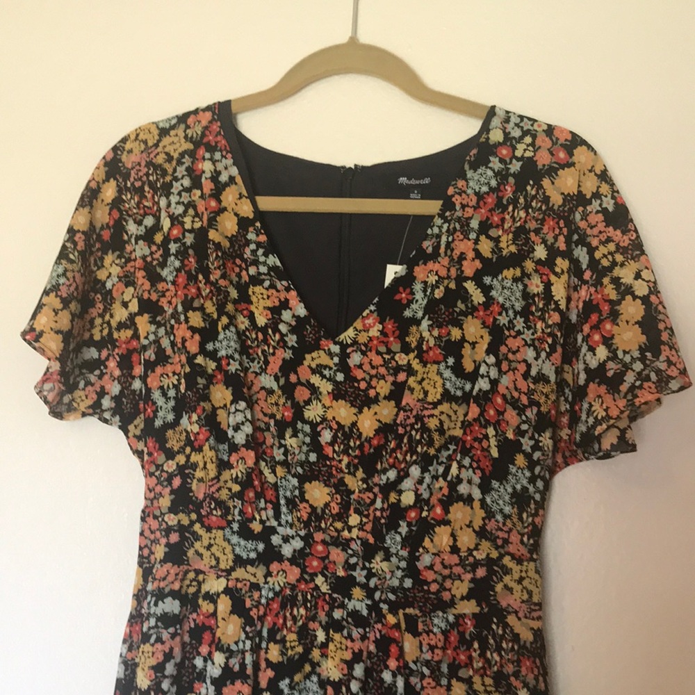 Madewell flower garden midi dress flutter sleeves